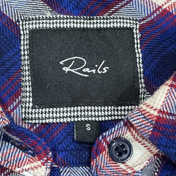 Rails Shirt Womens Small Blue Red Plaid Button Front Long Sleeve Top Soft - Picture 4 of 13